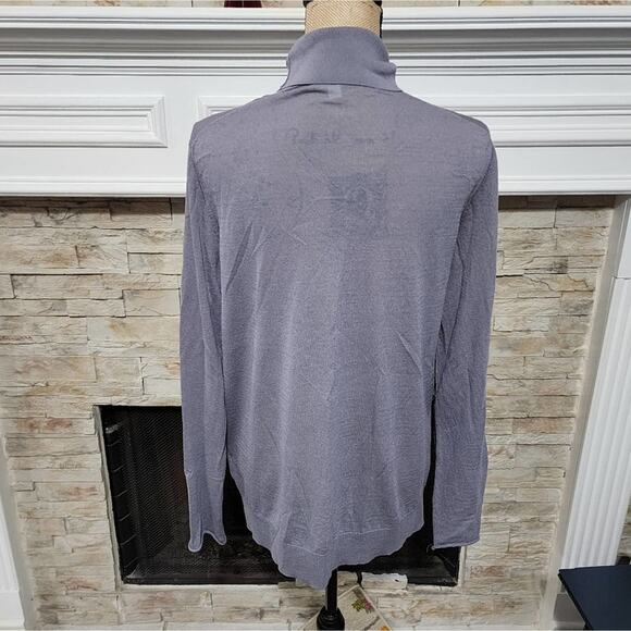 COS silver Grey slightly sheer‎ finely woven mock turtleneck sweater size large - Picture 3 of 6